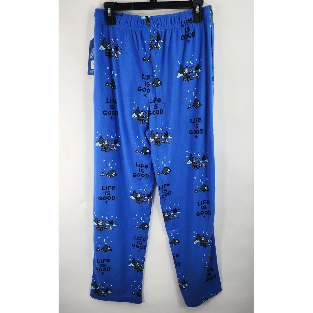 Life is Good Jake Camping Lounge Pants Men's M Blue Sleepwear Pajama Flannel